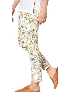 J Jill Floral Print Authentic Fit Slim Ankle Stretch Denim Jean